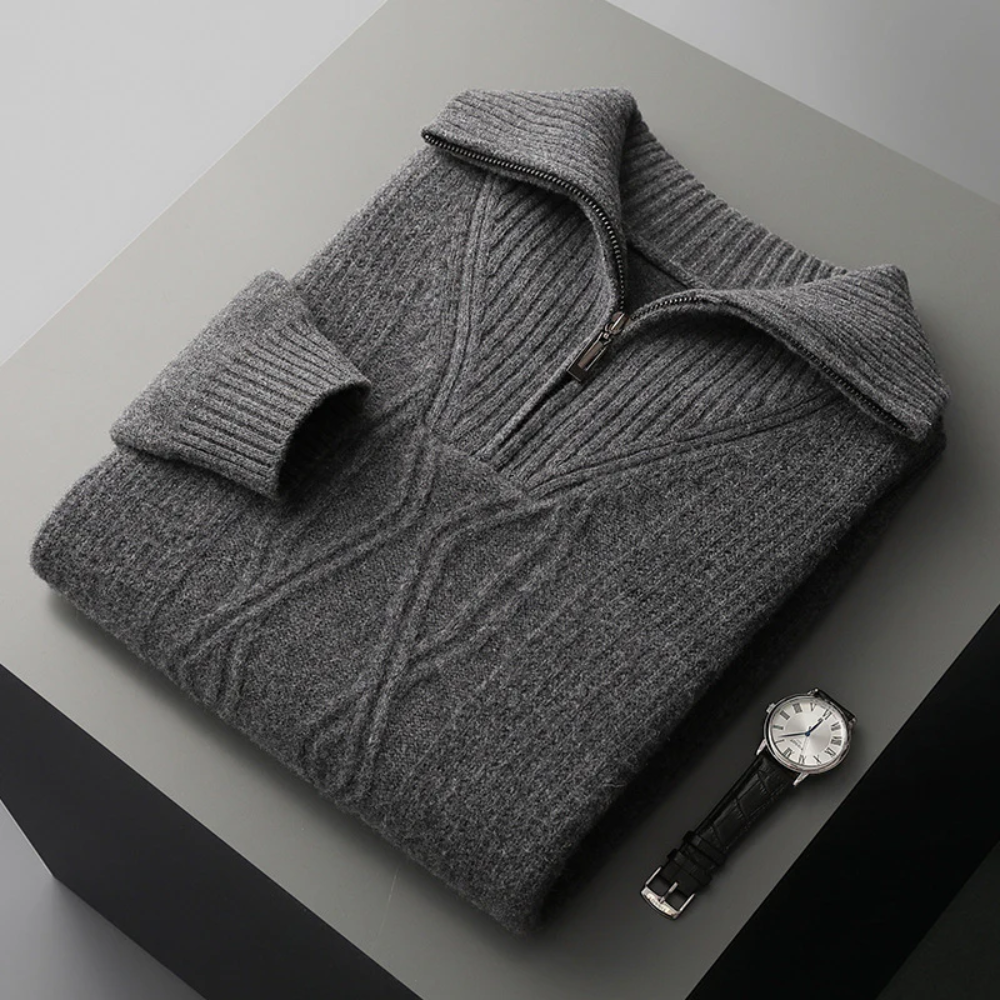 Pull zippé en laine mérinos modèle Taranto