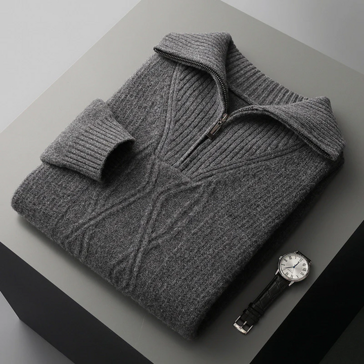 Pull zippé en laine mérinos modèle Taranto
