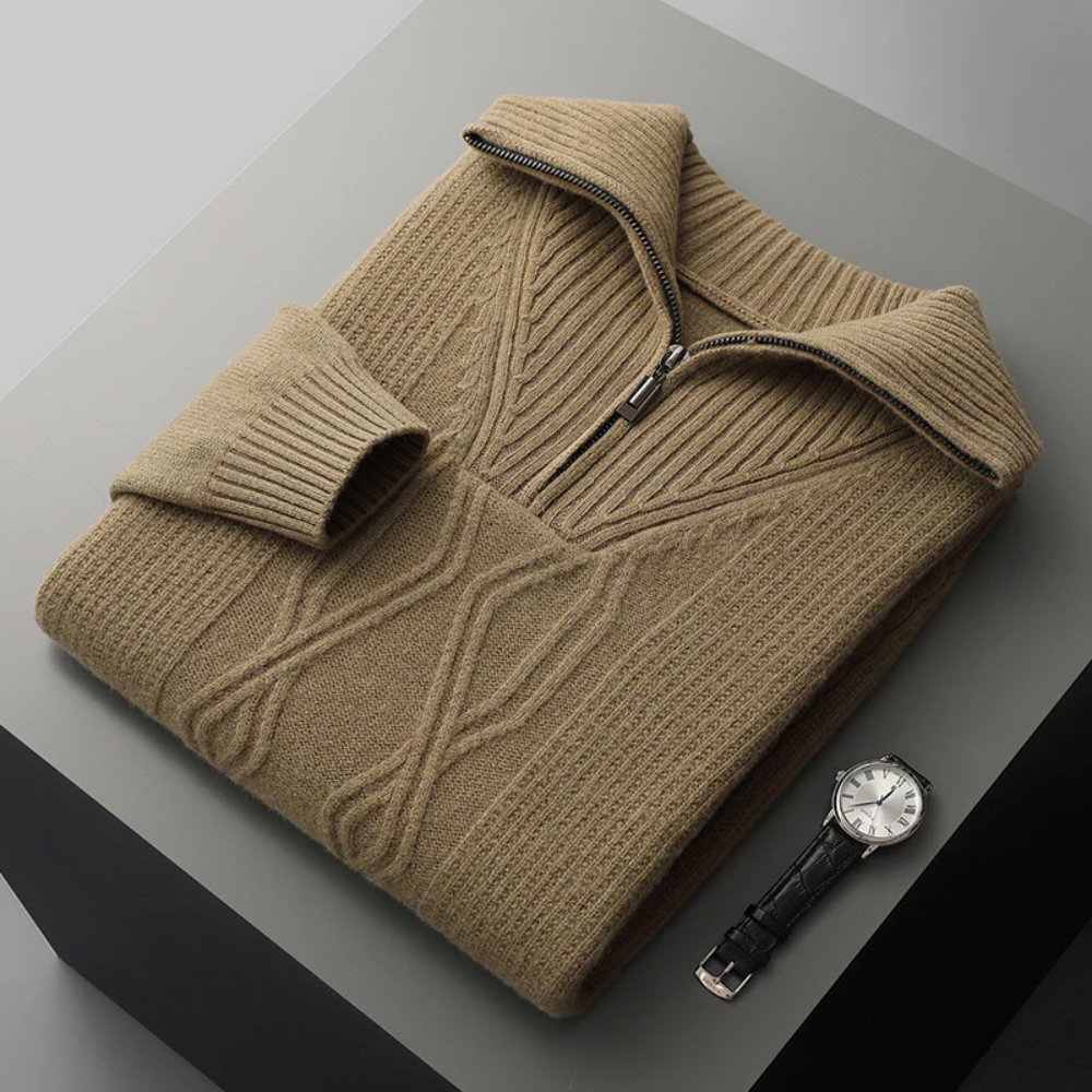 Pull zippé en laine mérinos modèle Taranto