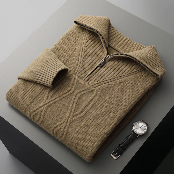Pull zippé en laine mérinos modèle Taranto