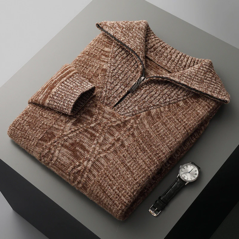 Pull zippé en laine mérinos modèle Taranto