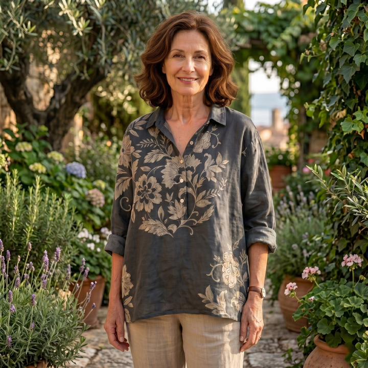 Chiara | Blouse élégante en lin avec imprimé floral
