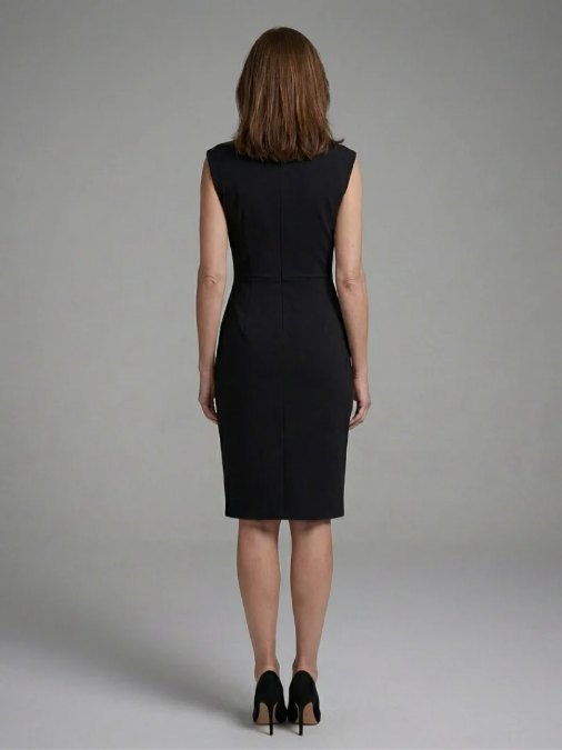 Faelina | Robe midi sans manches avec détail d'ouverture