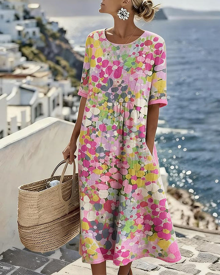 Elena | Robe midi florale légère et fluide