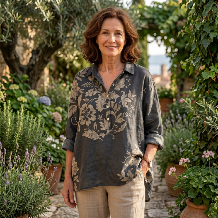 Chiara | Blouse élégante en lin avec imprimé floral