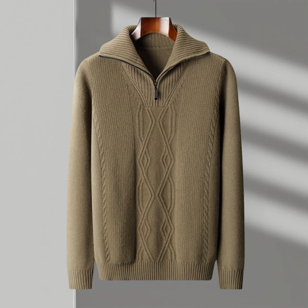 Pull zippé en laine mérinos modèle Taranto