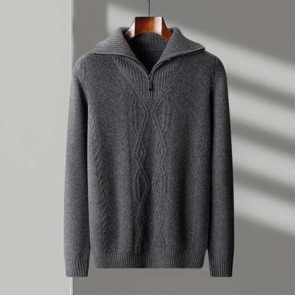 Pull zippé en laine mérinos modèle Taranto