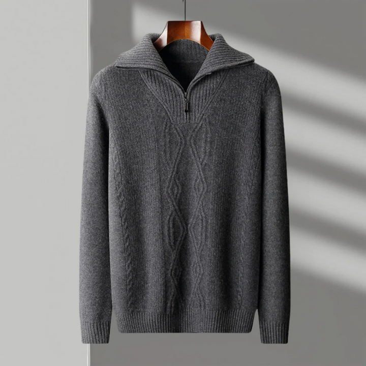 Pull zippé en laine mérinos modèle Taranto