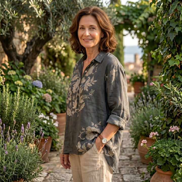 Chiara | Blouse élégante en lin avec imprimé floral