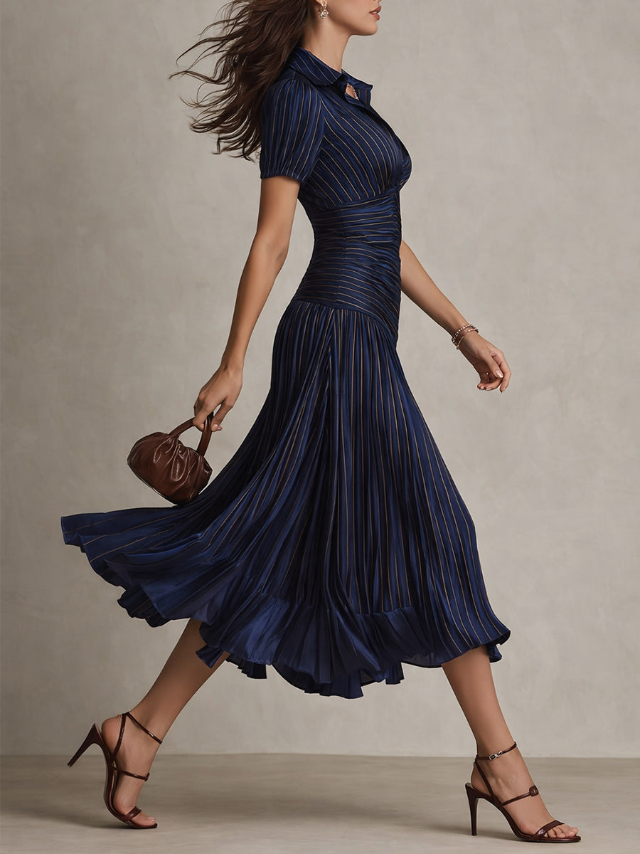 Adriana™ | Robe Midi Satinée Rétro — Élégance vintage avec éclat moderne