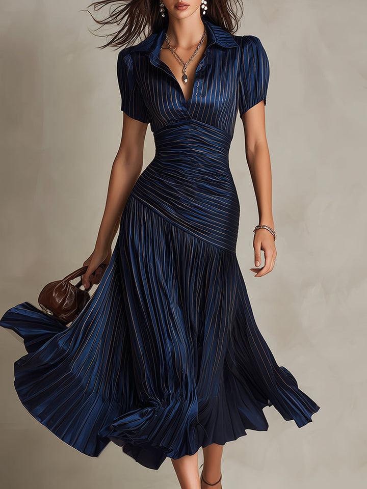 Adriana™ | Robe Midi Satinée Rétro — Élégance vintage avec éclat moderne