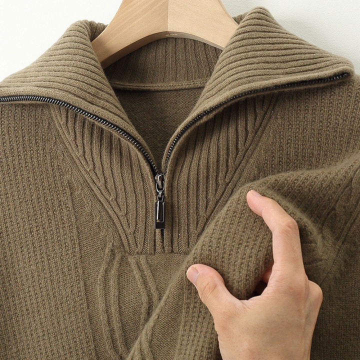 Pull zippé en laine mérinos modèle Taranto
