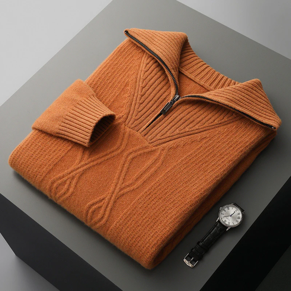 Pull zippé en laine mérinos modèle Taranto