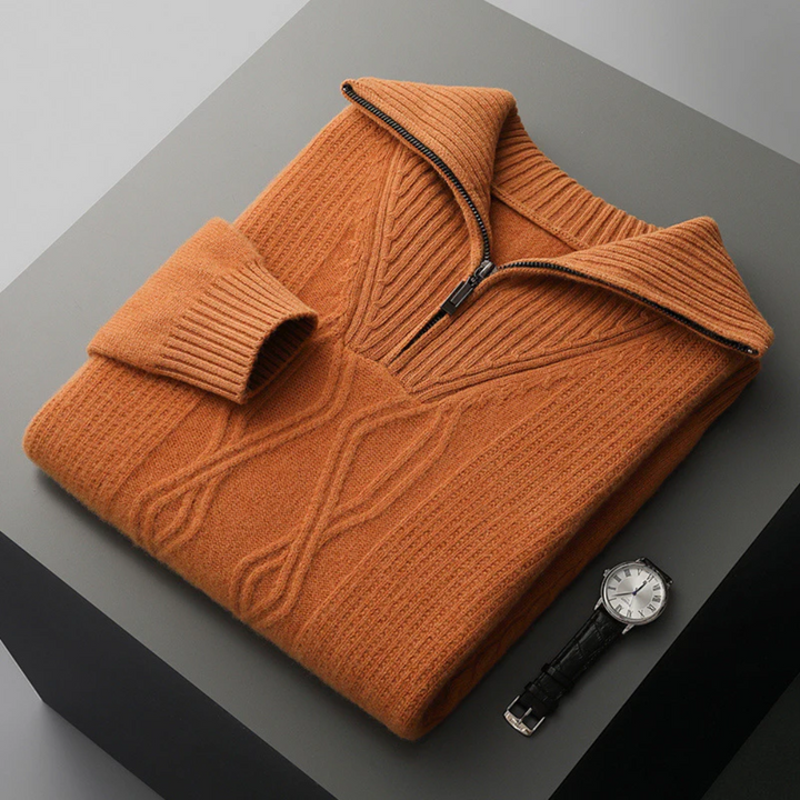Pull zippé en laine mérinos modèle Taranto