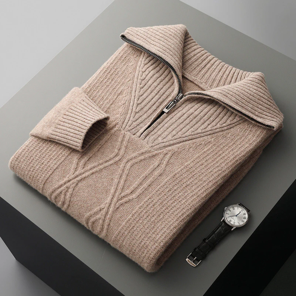 Pull zippé en laine mérinos modèle Taranto