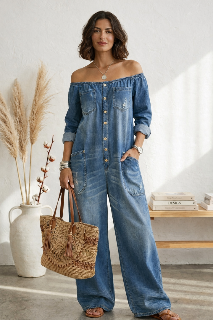 Louise | Combinaison en denim de coton avec lavage vintage