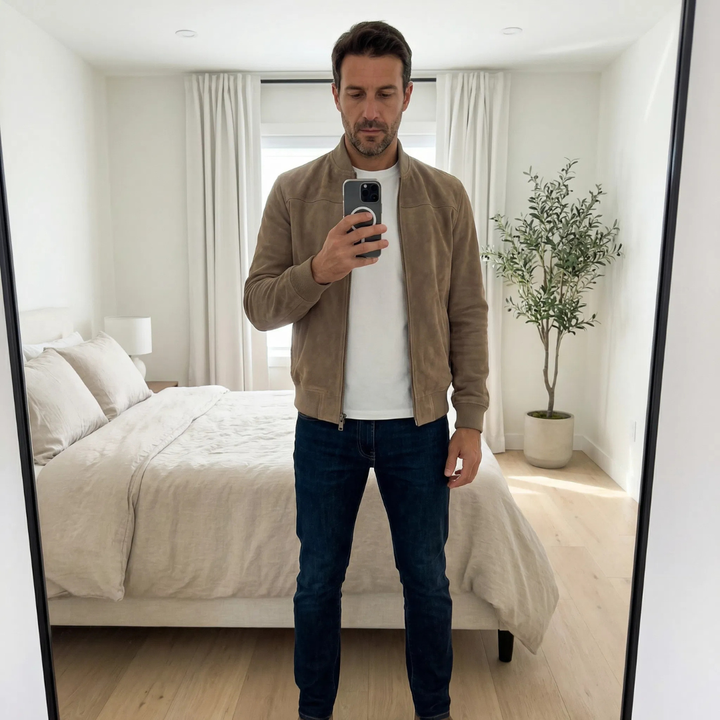 Riviera — Bomber en Cuir Suédé