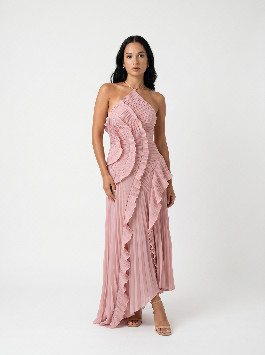 Ariadna | Robe longue plissée avec volants