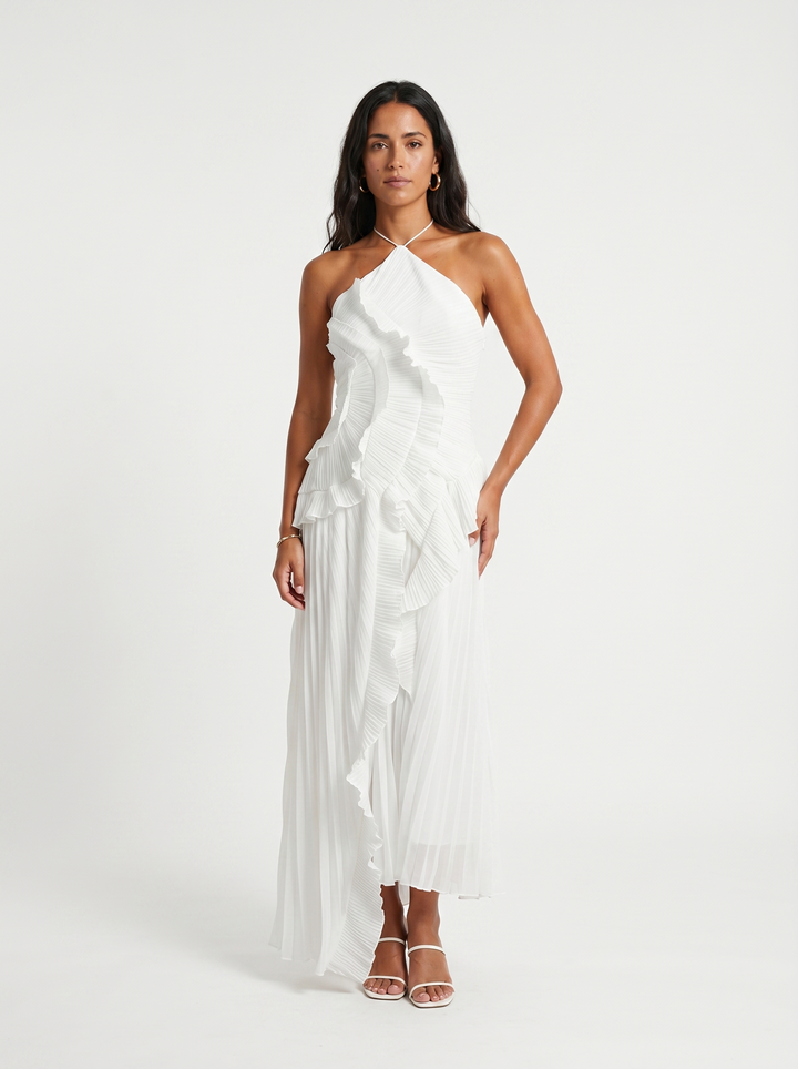 Ariadna | Robe longue plissée avec volants