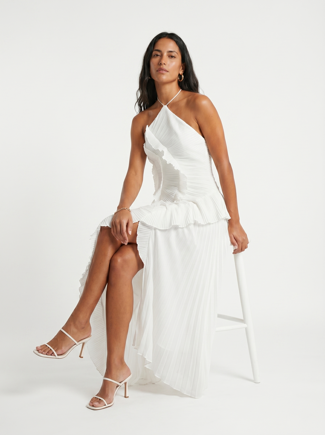 Ariadna | Robe longue plissée avec volants