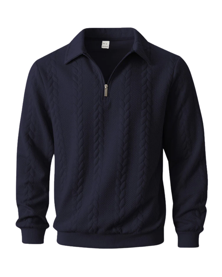 Pull chic avec fermeture éclair et motif ornemental