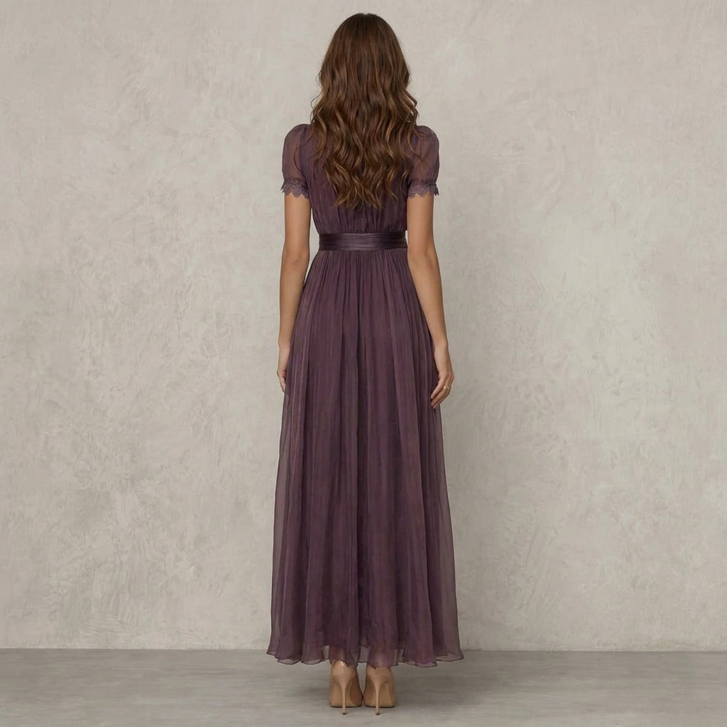Flavia | Robe longue col en dentelle