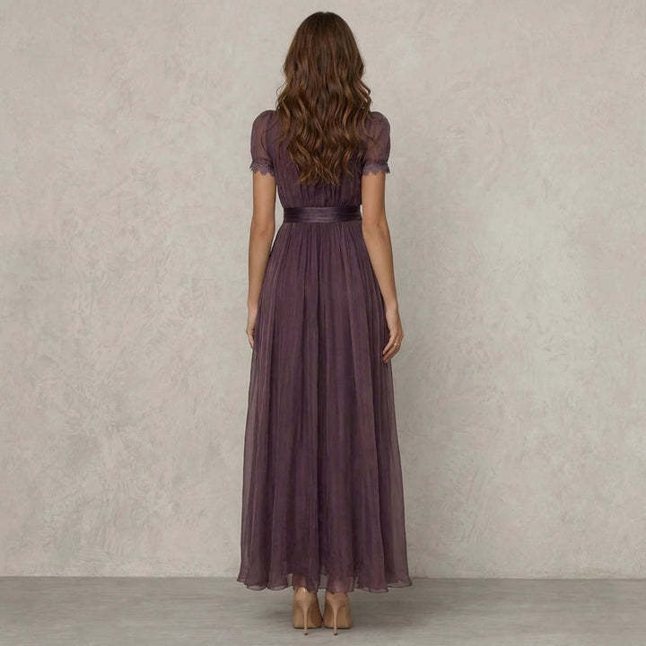 Flavia | Robe longue col en dentelle