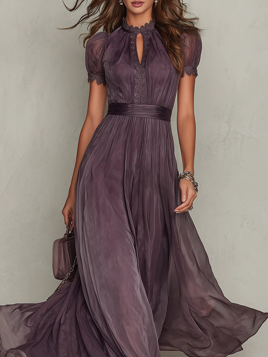Ashley | Robe maxi en georgette élégante vintage