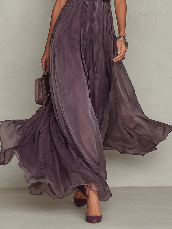 Ashley | Robe maxi en georgette élégante vintage