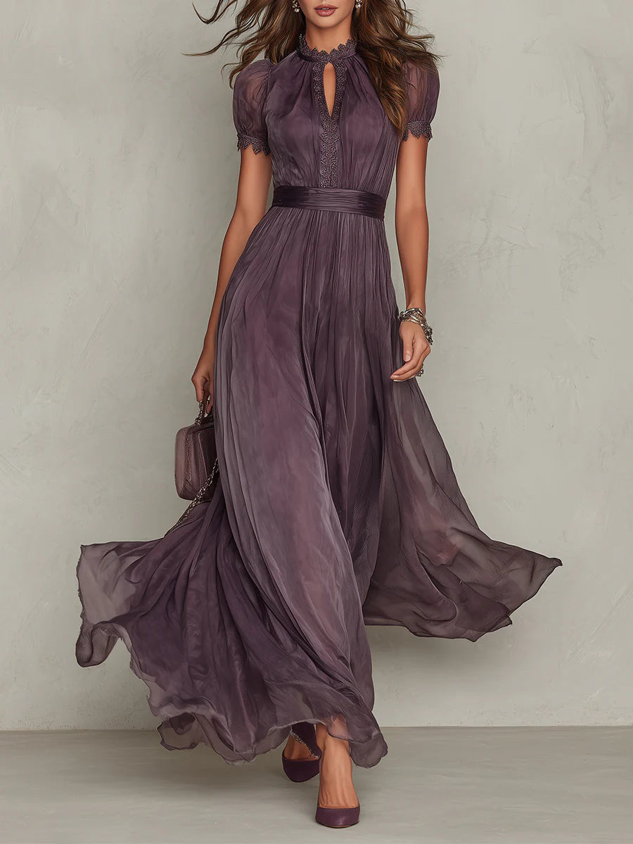 Ashley | Robe maxi en georgette élégante vintage