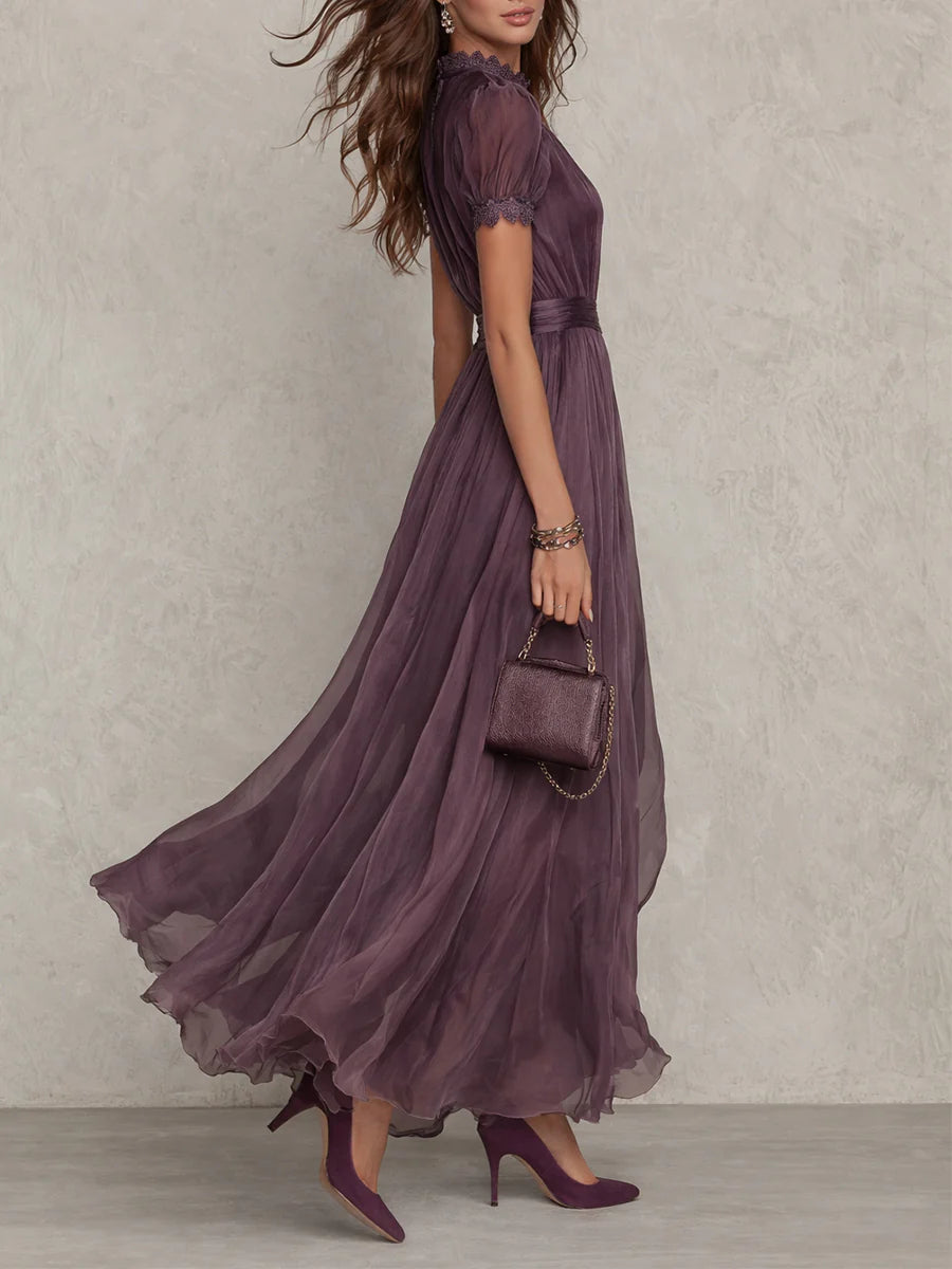 Ashley | Robe maxi en georgette élégante vintage