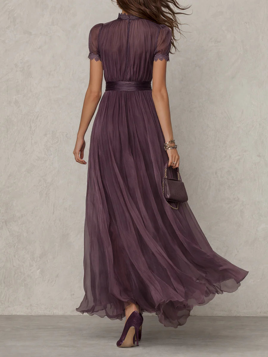 Ashley | Robe maxi en georgette élégante vintage