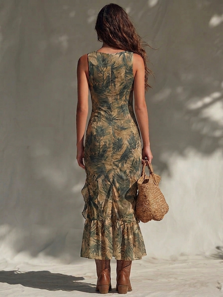 Helena | Robe longue imprimée avec fente