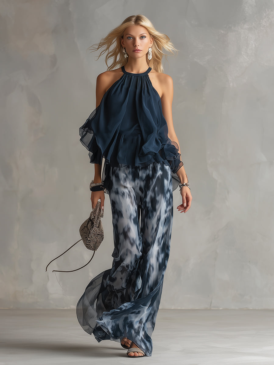 Élise | Ensemble élégant et léger avec un haut fluide et un pantalon large