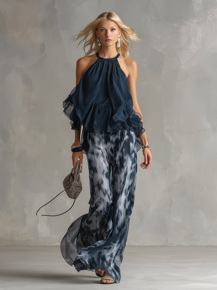 Élise | Ensemble élégant et léger avec un haut fluide et un pantalon large