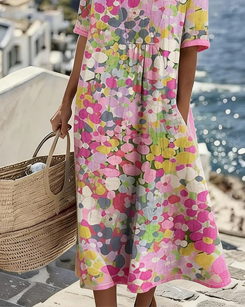 Elena | Robe midi florale légère et fluide