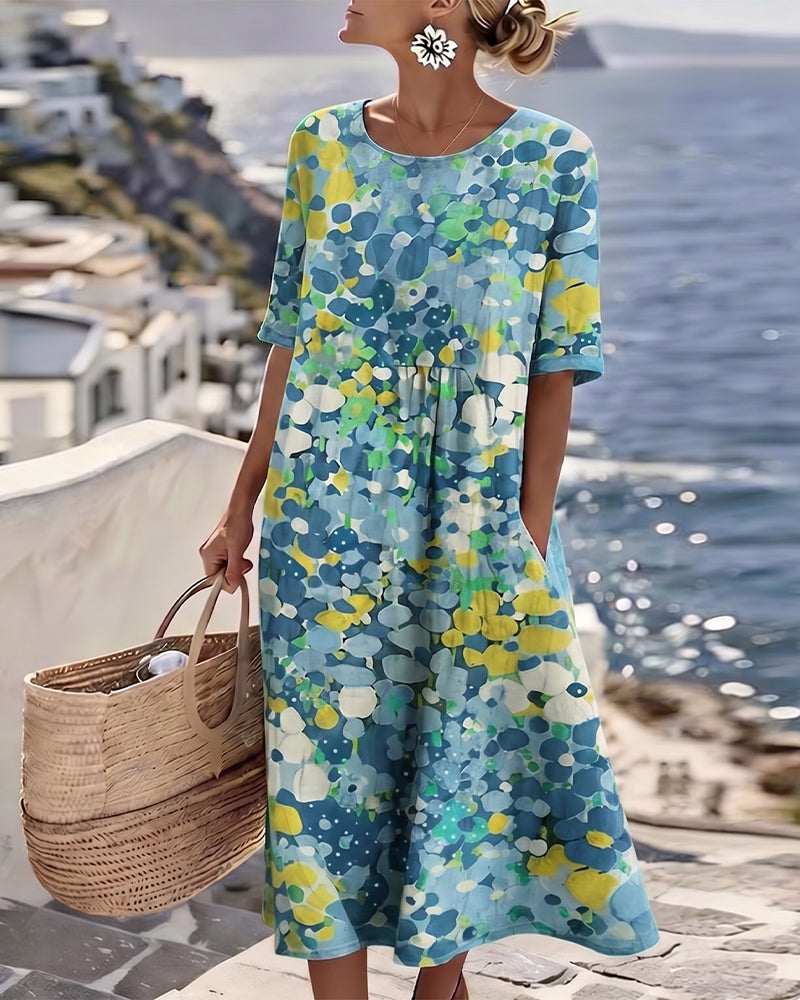 Elena | Robe midi florale légère et fluide