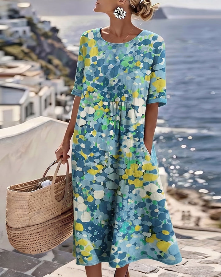 Elena | Robe midi florale légère et fluide