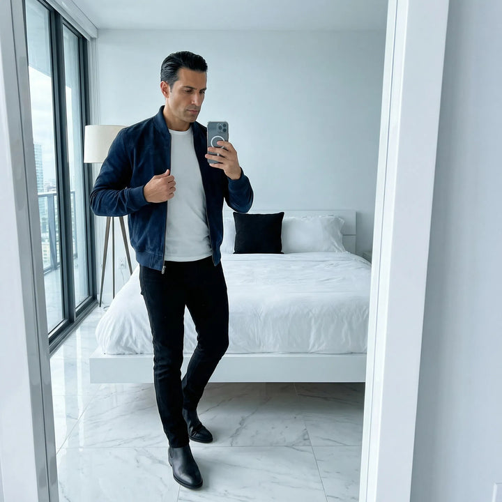 Riviera — Bomber en Cuir Suédé